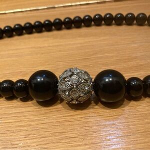 Black glass bead necklace